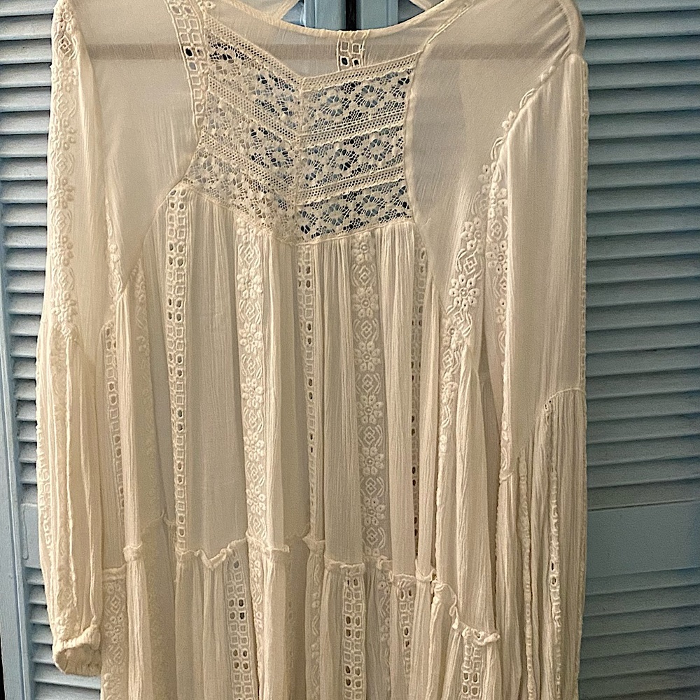Free people white baby doll long sleeve